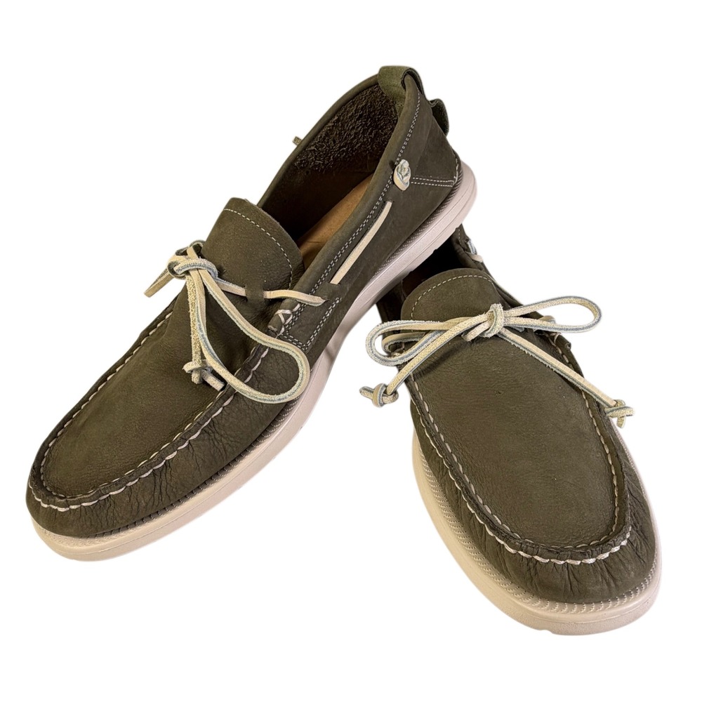 UGG Men's Beach Moc Leather Slip-On Boat Shoes Olive Green Size 11